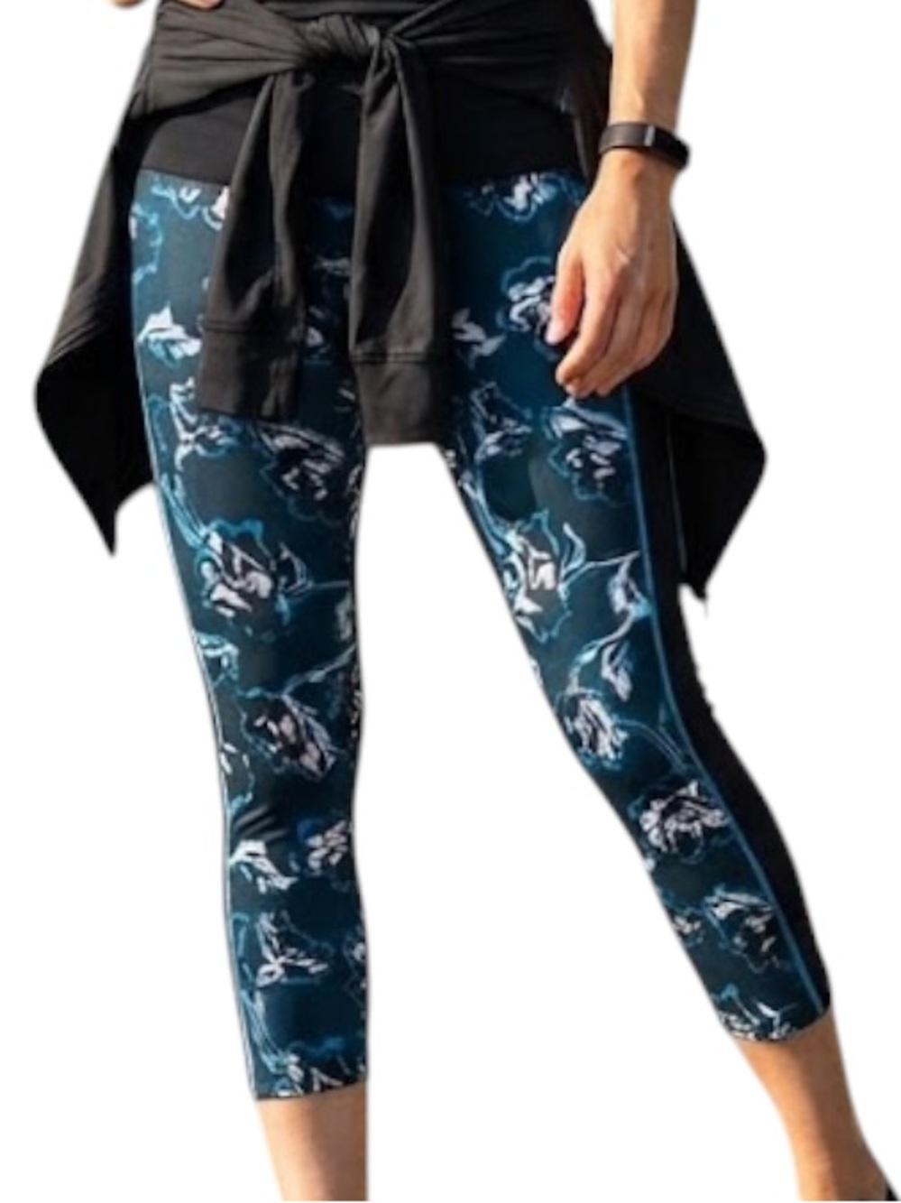 Gorpcore Athleisure Y2K Navy Floral Mesh Crop Active Leggings Joe Fresh NWT XS